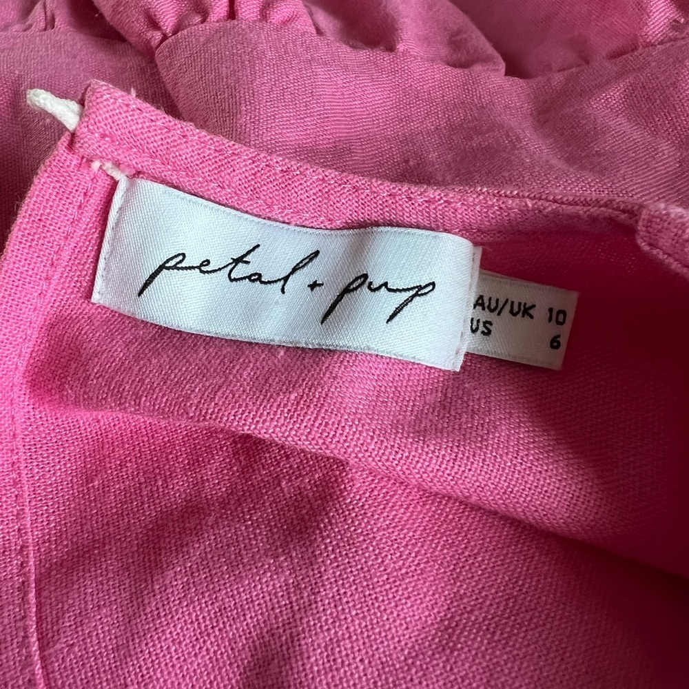 Petal & Pup Woman’s Light Pink Linen Blend Airy Tiered Summer Spring Dress 6 - Picture 10 of 11